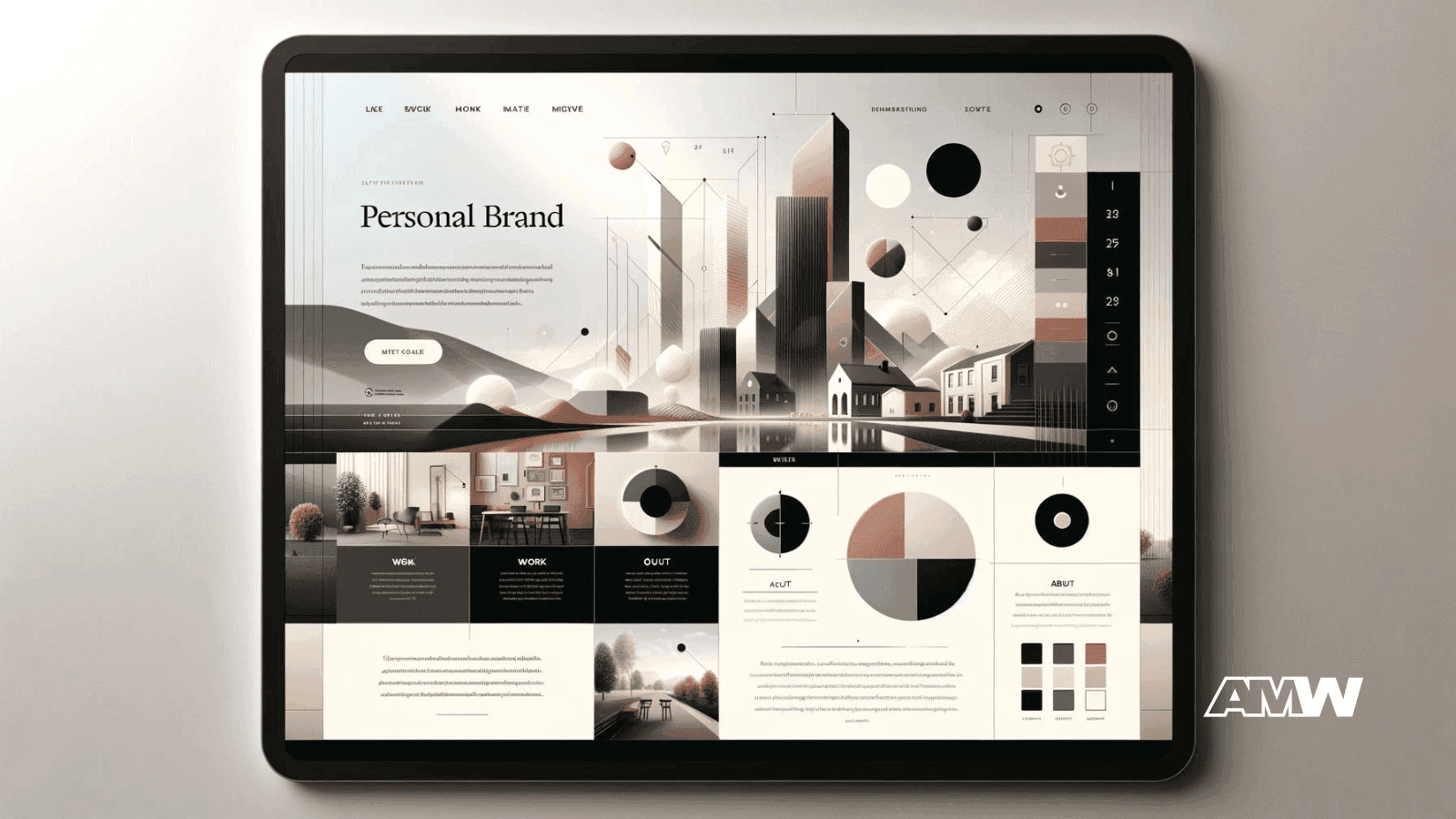 personal website, menu links, website examples, personal branding, hero image, graphic design, home page