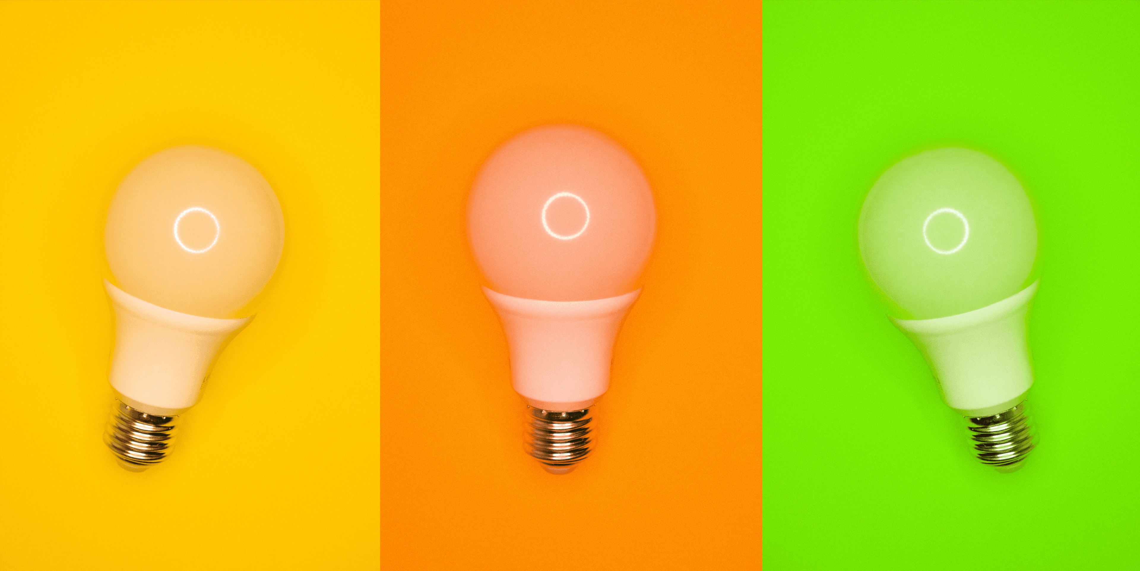 Lightbulbs, colours.