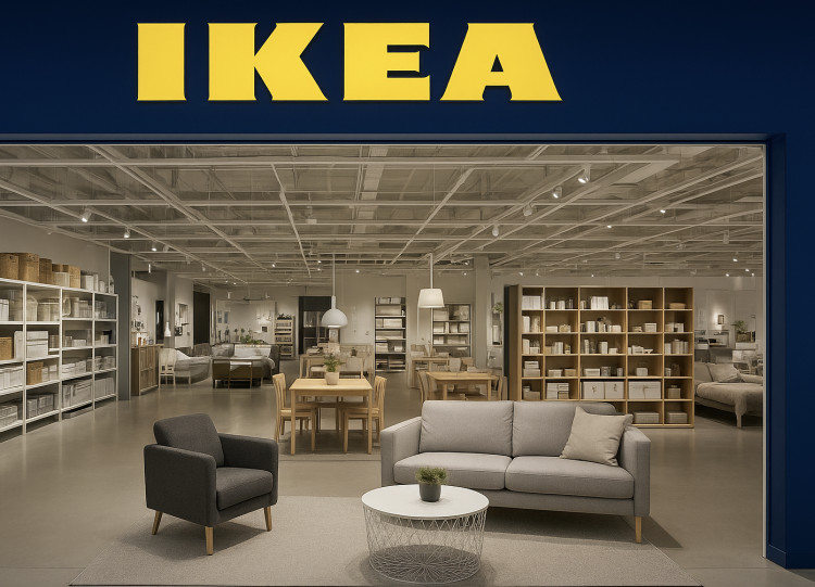 IKEA showroom with modern furniture display.