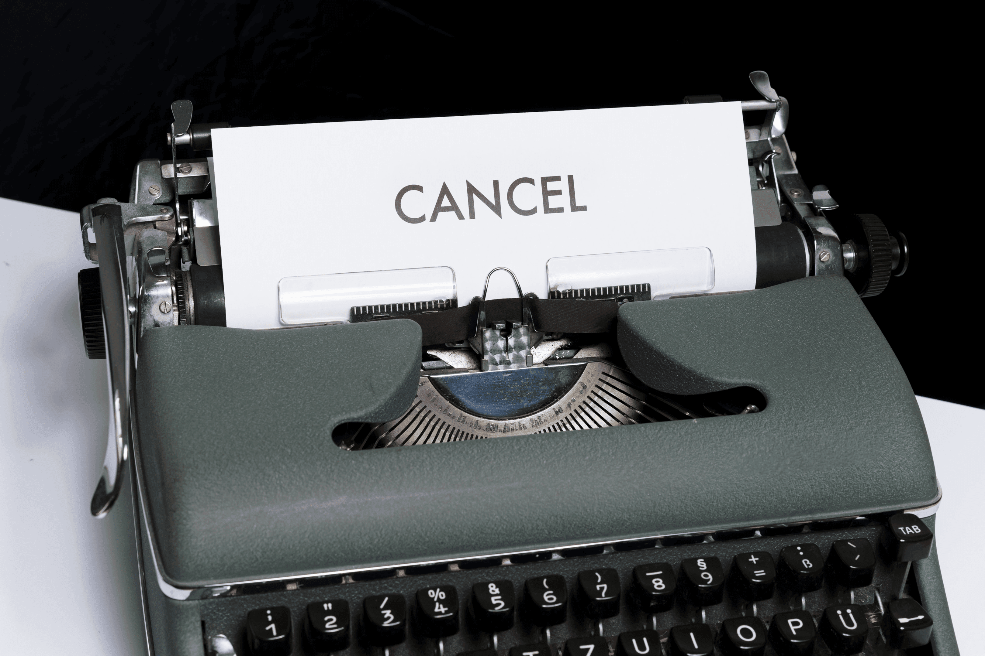 Negative, cancel, typewriter.