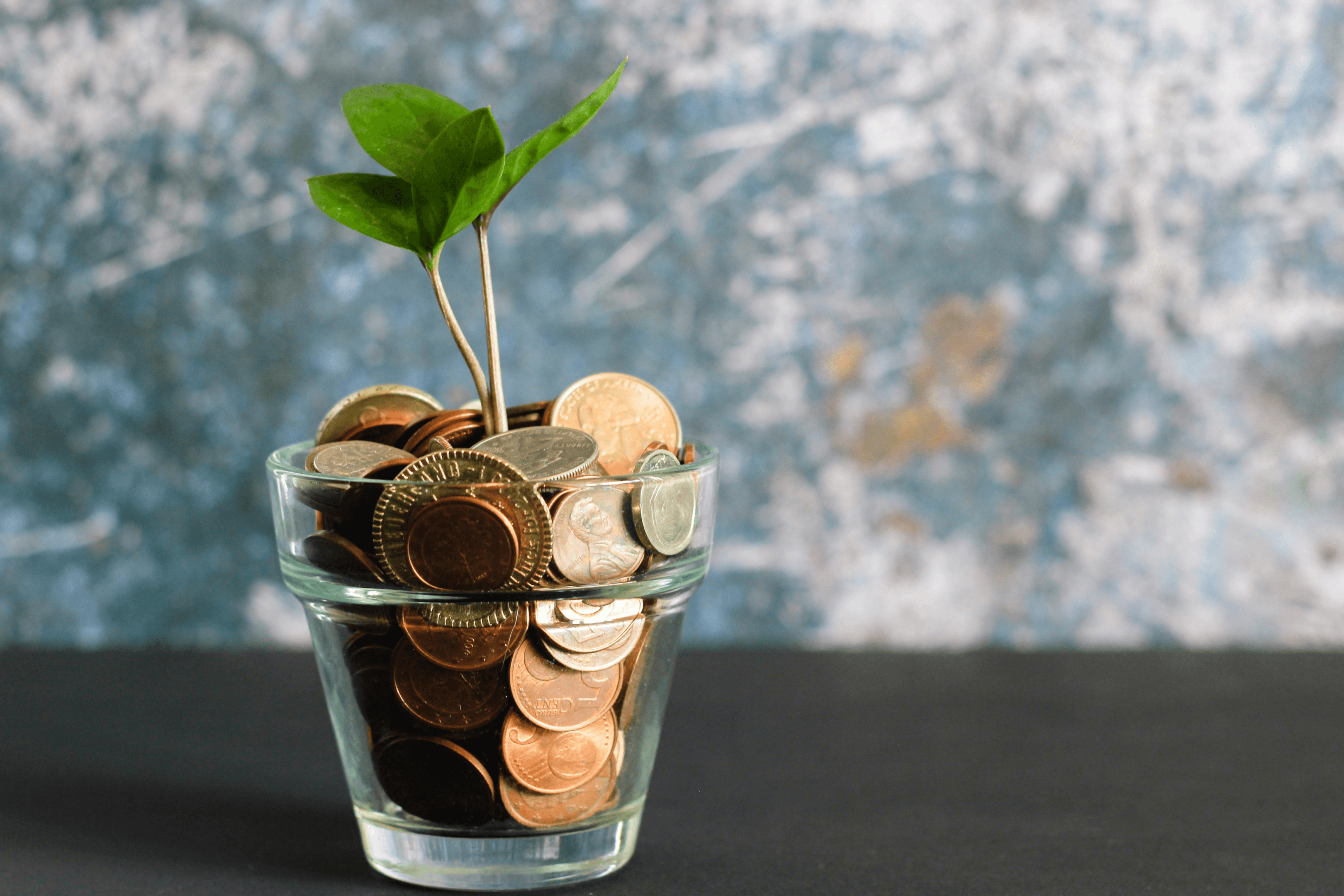 Coins, glass.