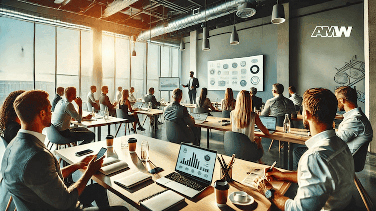 Business meeting in modern conference room