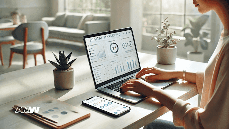 Person analyzing digital marketing data on laptop.