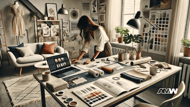 Fashion designer working in a stylish studio