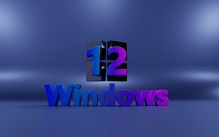Windows 12 logo on blue background
