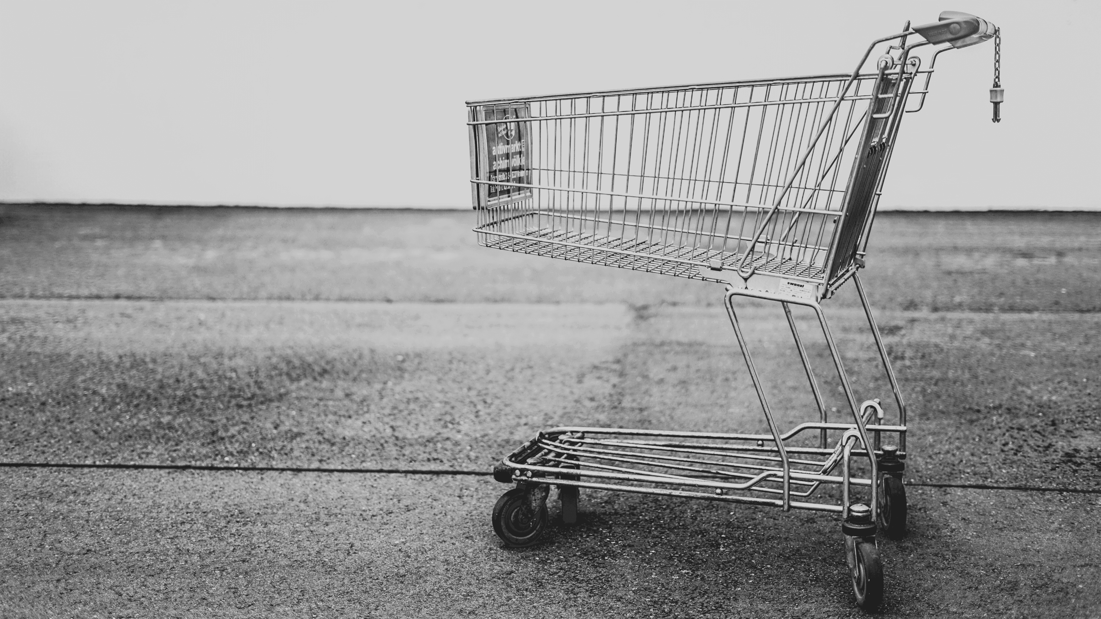 Shopping cart, Black and white photo.