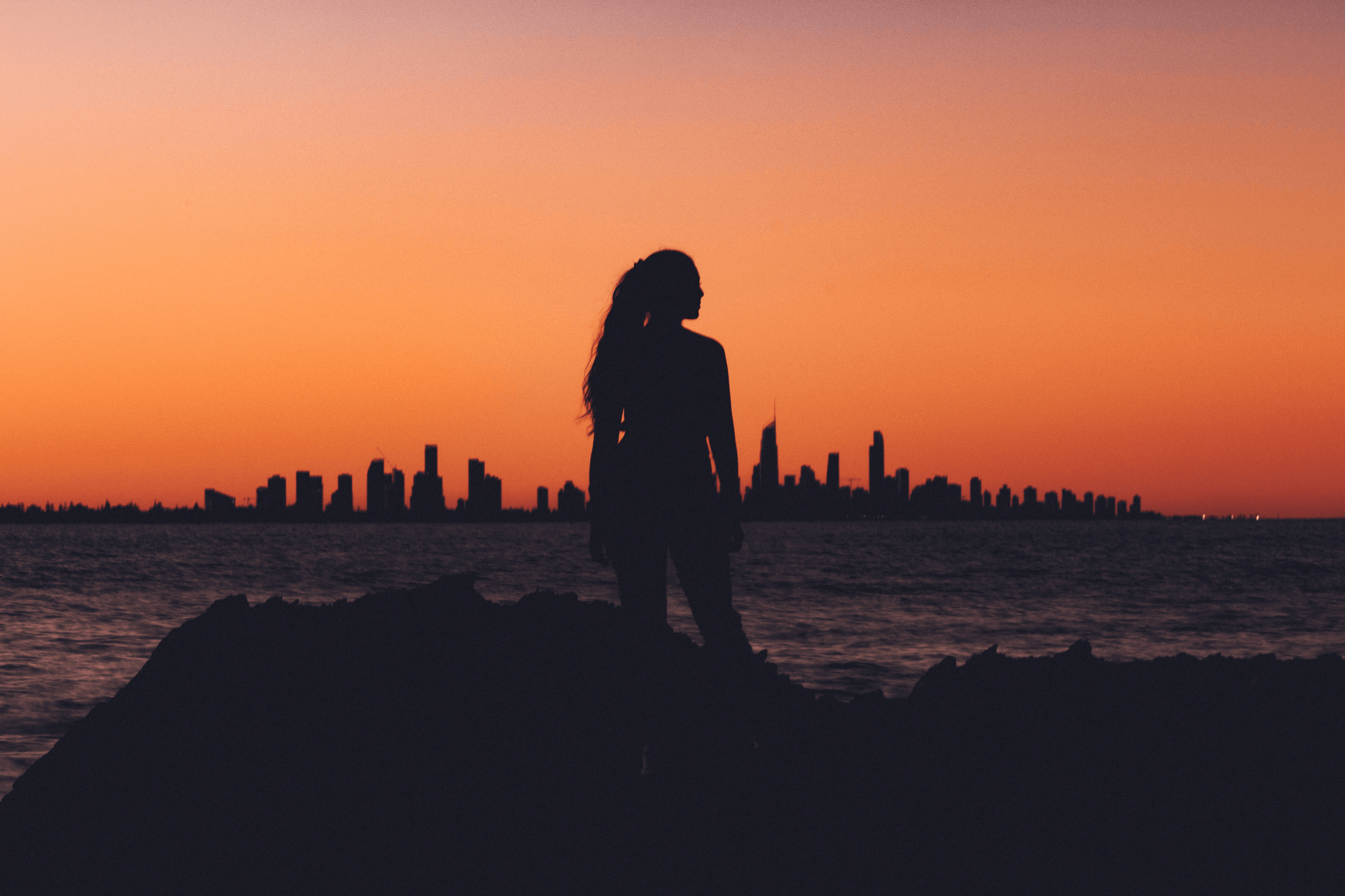 Sunset, woman.