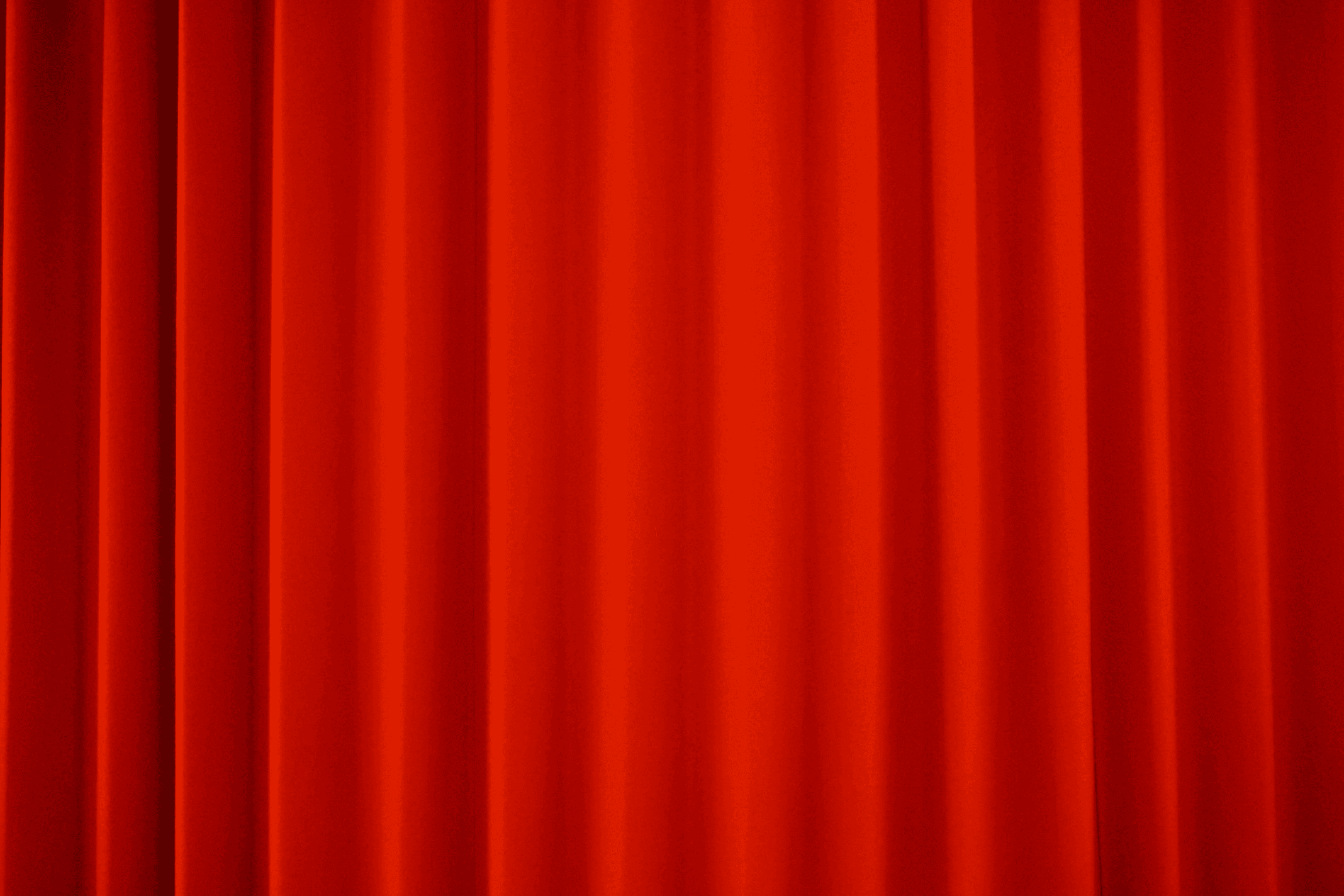 Red curtains, stage.