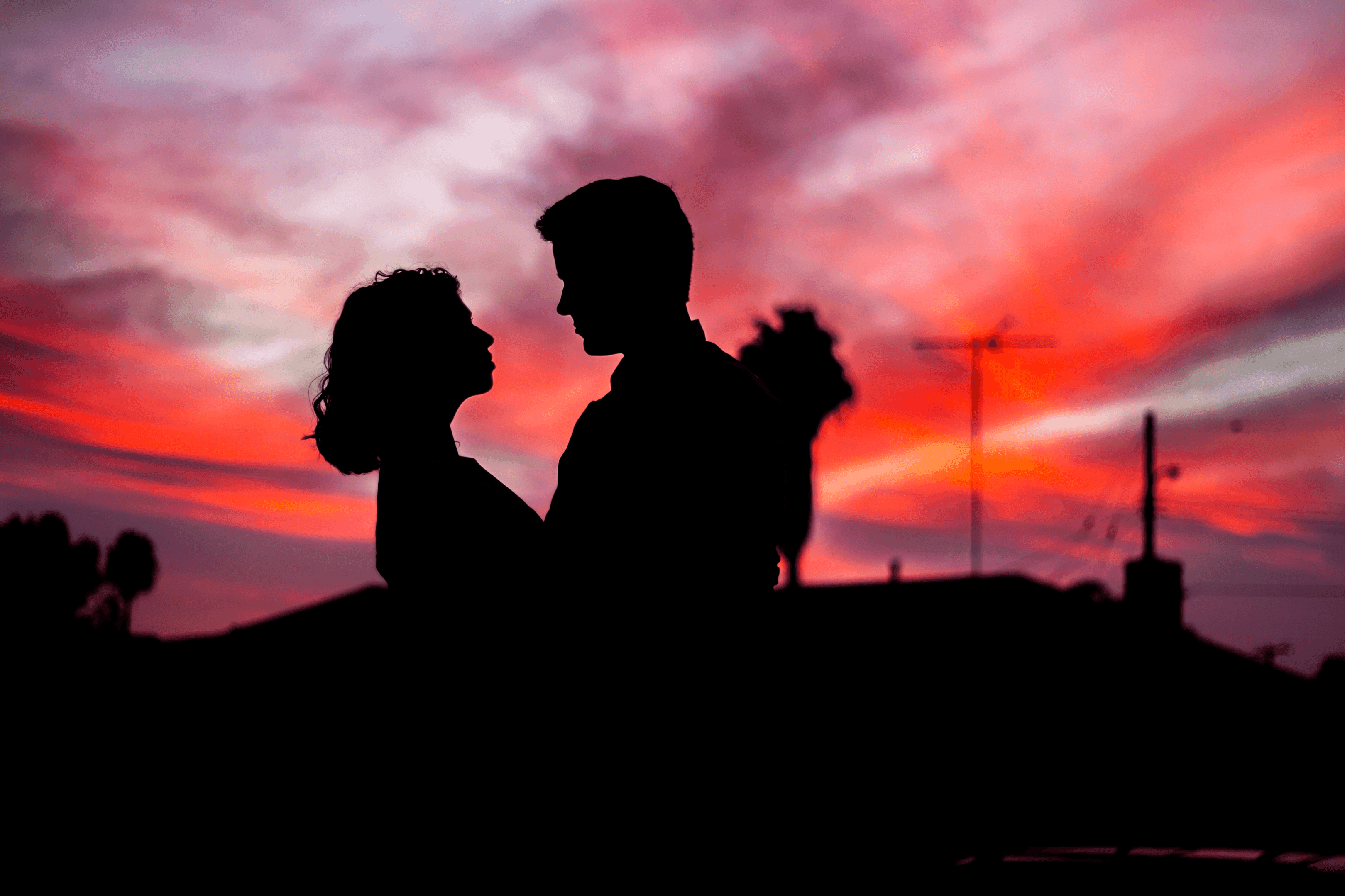 Silhouette, couple.