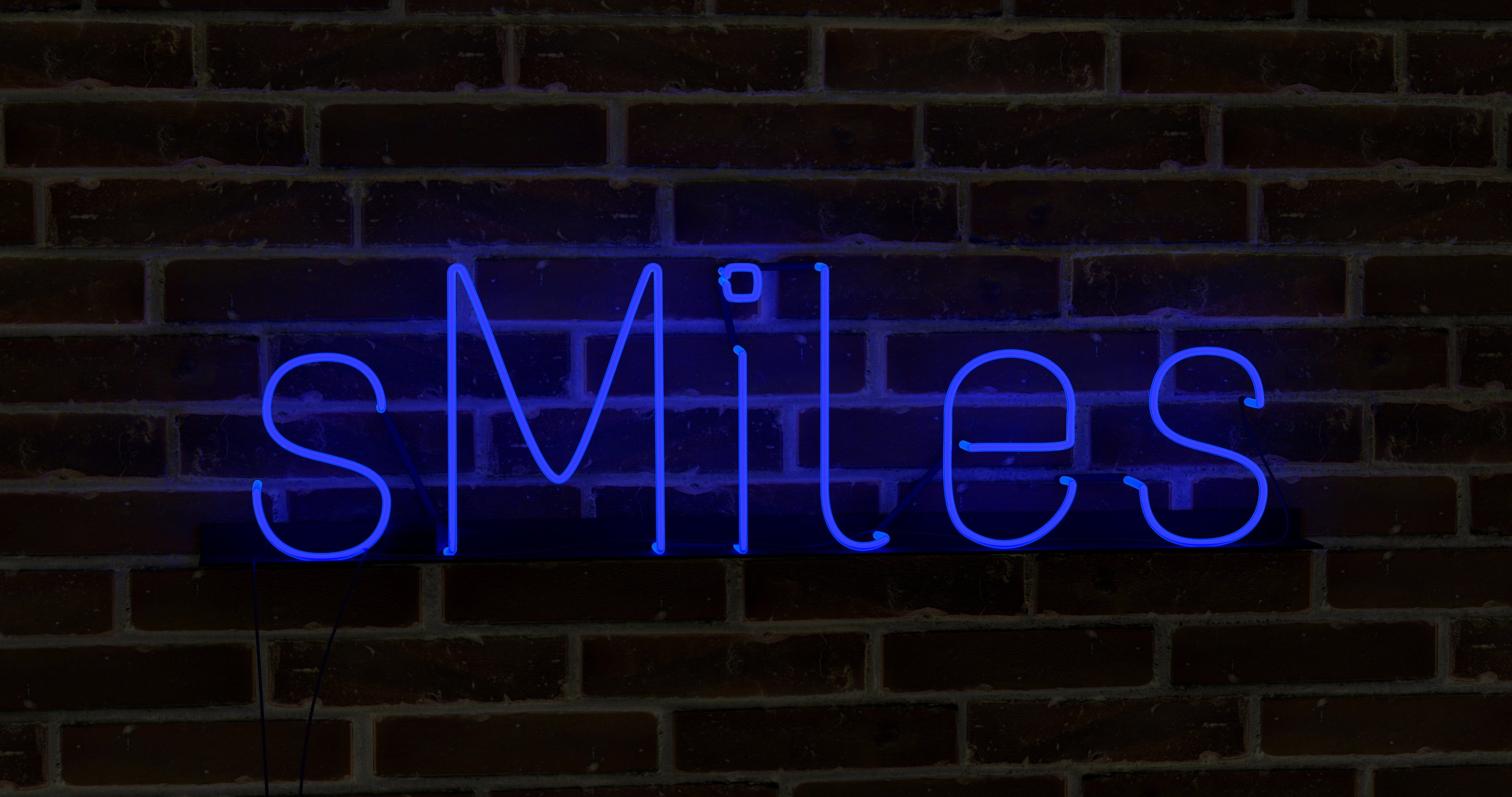 Smile text, sign, neon.
