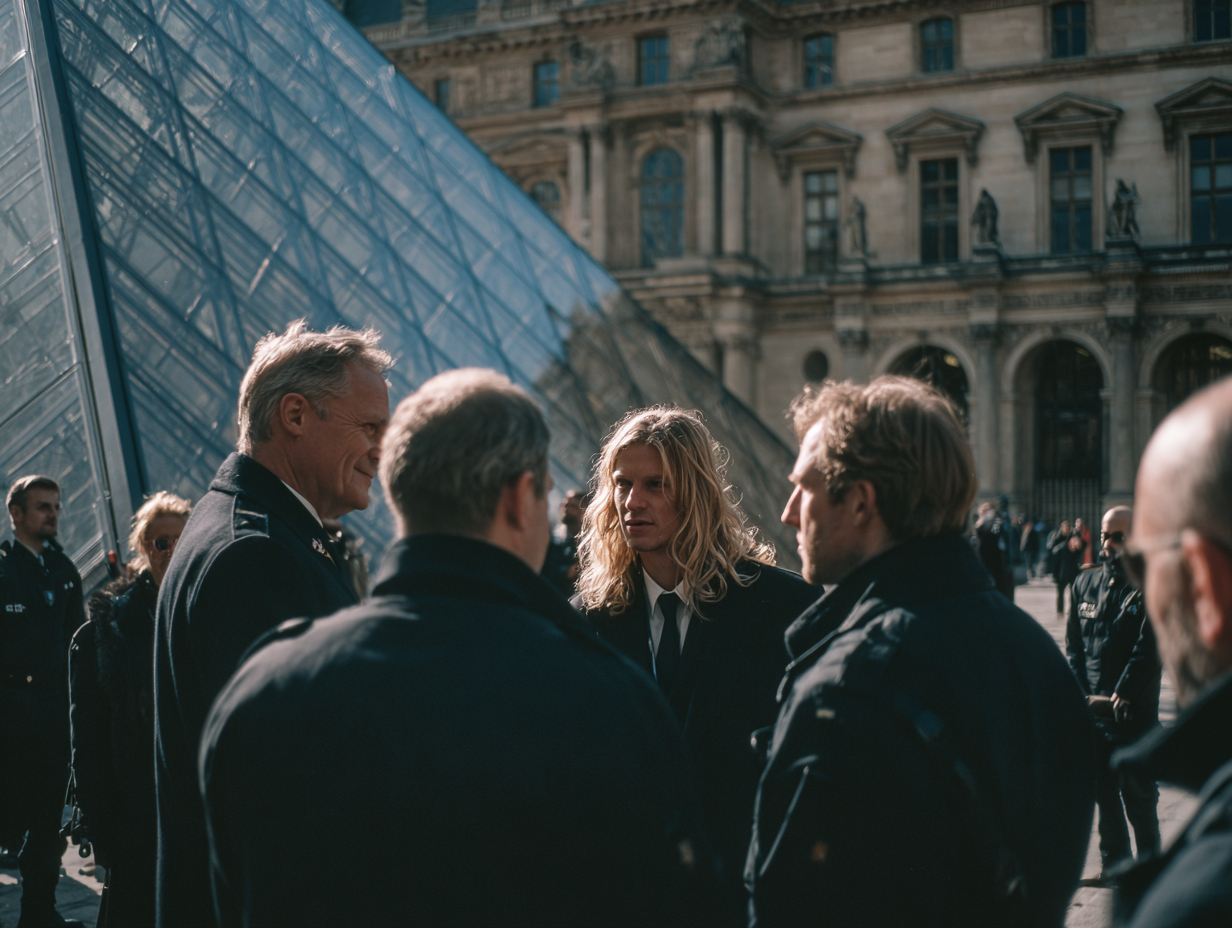 Group gathering outside modern glass building