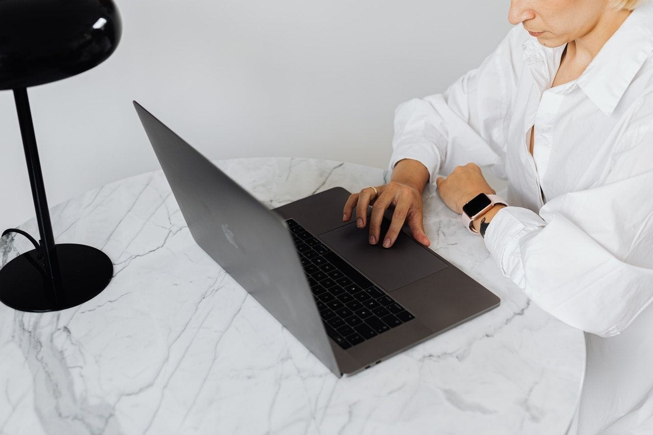 woman using laptop