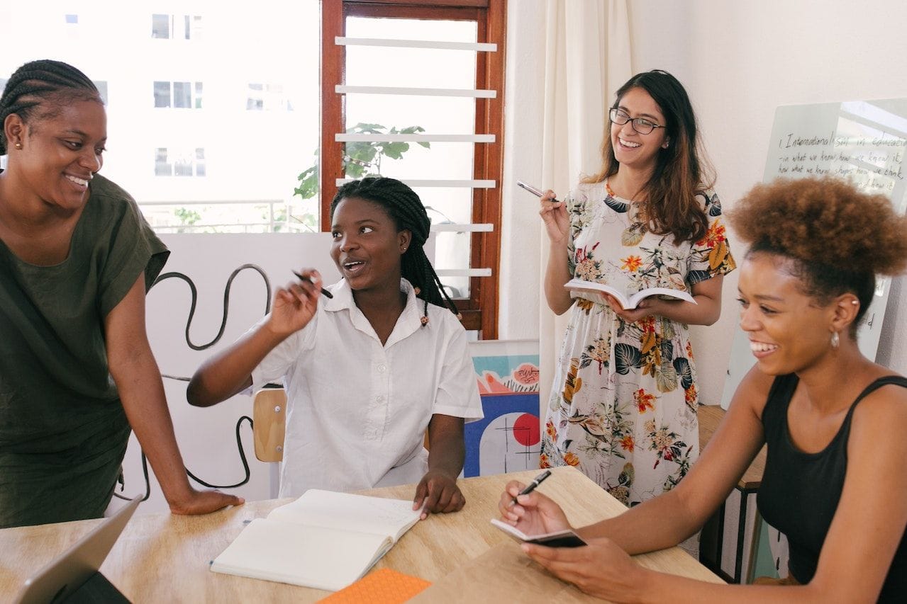 Employees in a meeting