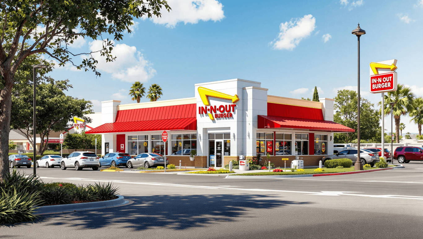 In-N-Out Burger restaurant exterior with parking lot