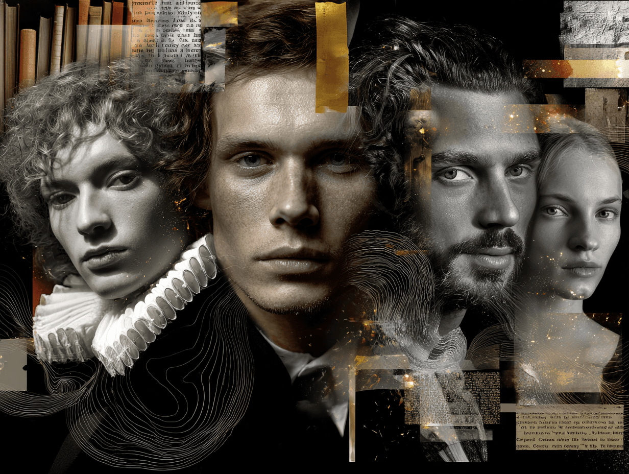 Artistic portrait collage of diverse historical figures.