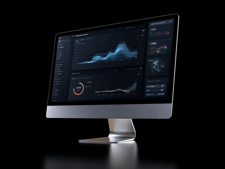 Computer screen displaying data analytics dashboard