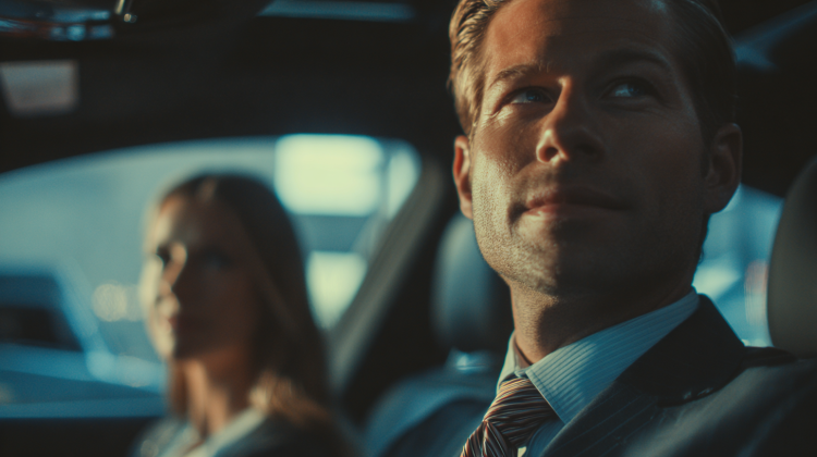 Man and woman sitting in a car