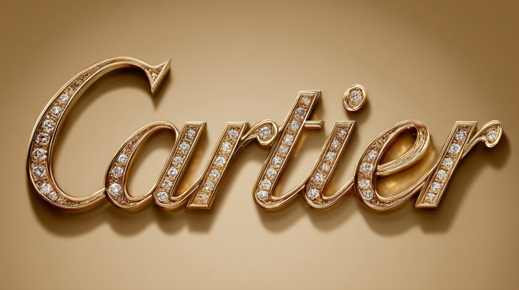 Cartier logo in gold with diamonds