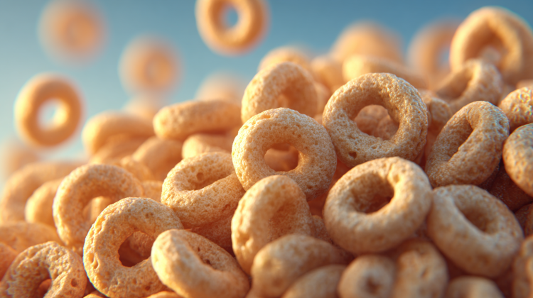 Close-up of honey-colored cereal rings