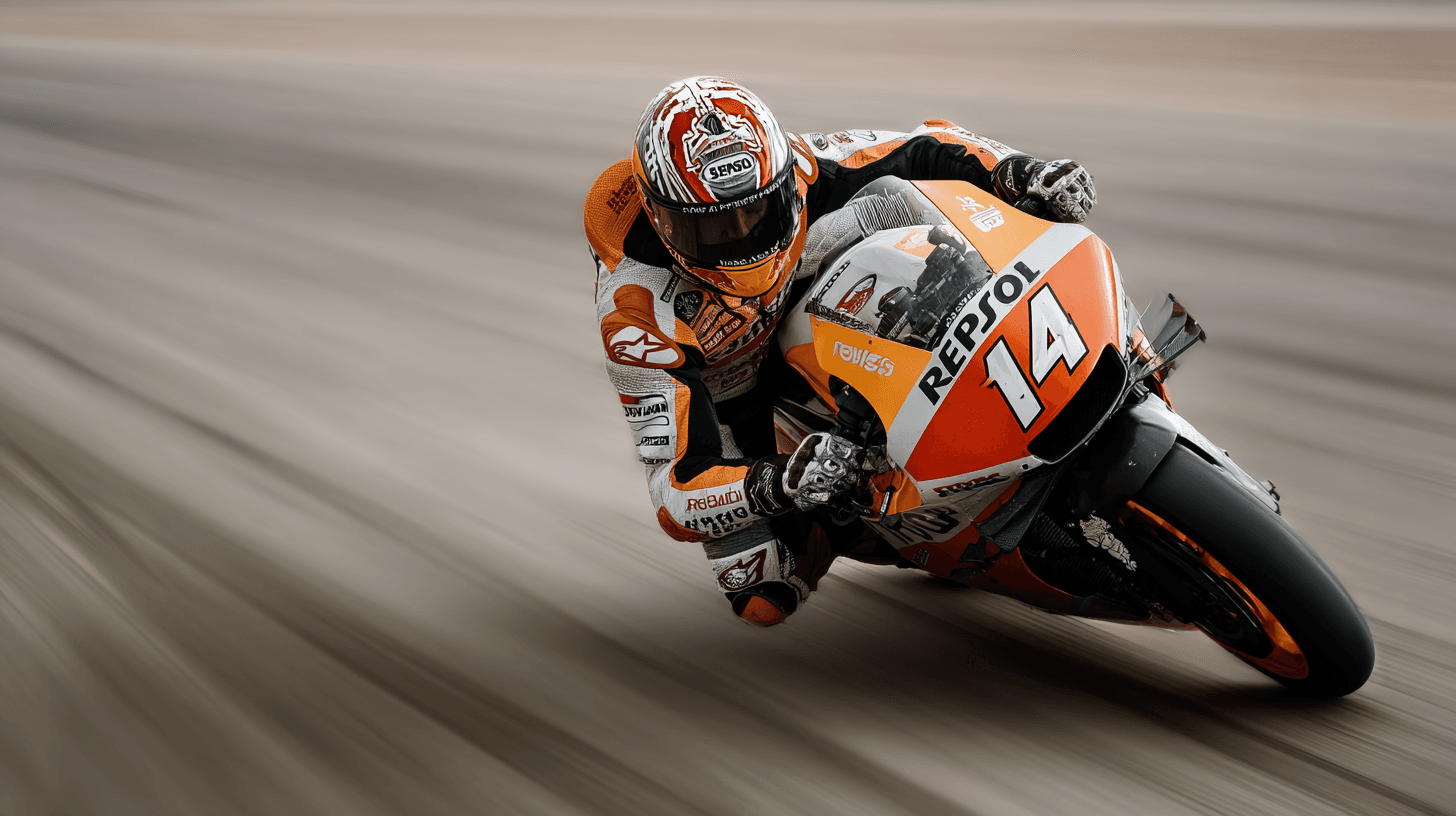 Motorcycle racer speeding on track