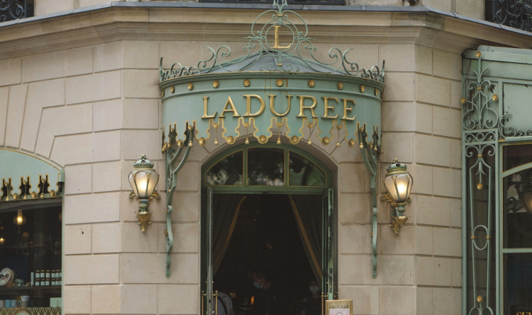 Front entrance of Ladurée pastry shop.