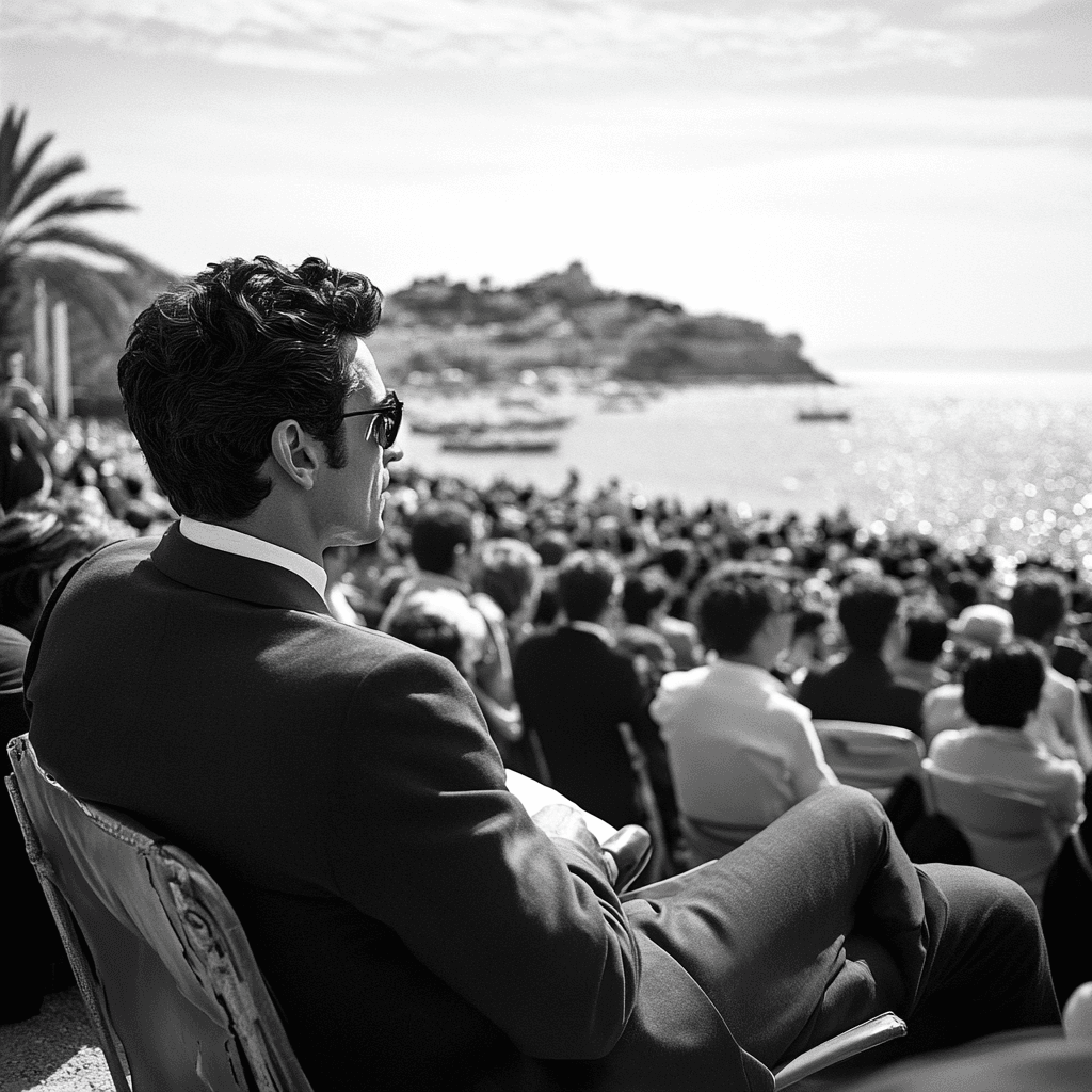 Man in suit overlooking scenic ocean view
