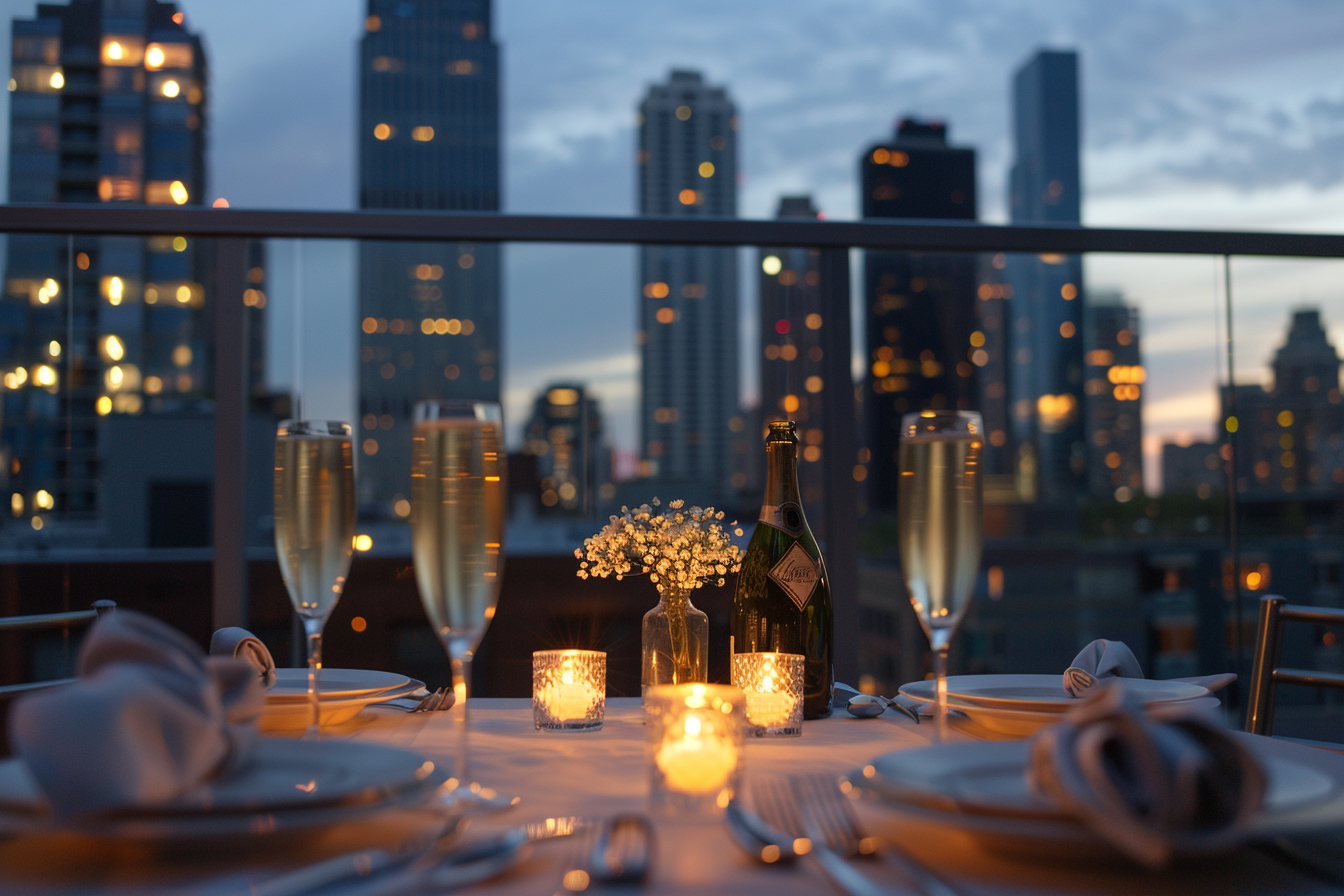 u3737758982_elegant_private_dining_experience_on_a_rooftop_ov_19072223-66c7-45a1-925e-c74d3684fe91_0 Romantic rooftop dinner with city skyline view