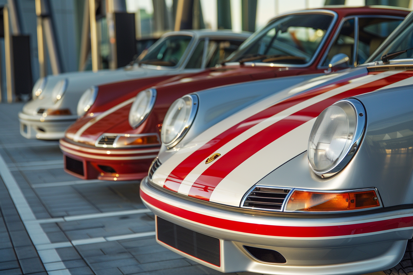 u3737758982_Porsche_racing_stripe_patterns_classic_color_comb_93ec0b64-a6b0-4d7c-9184-e60983fbc491_1 Classic cars parked in a row