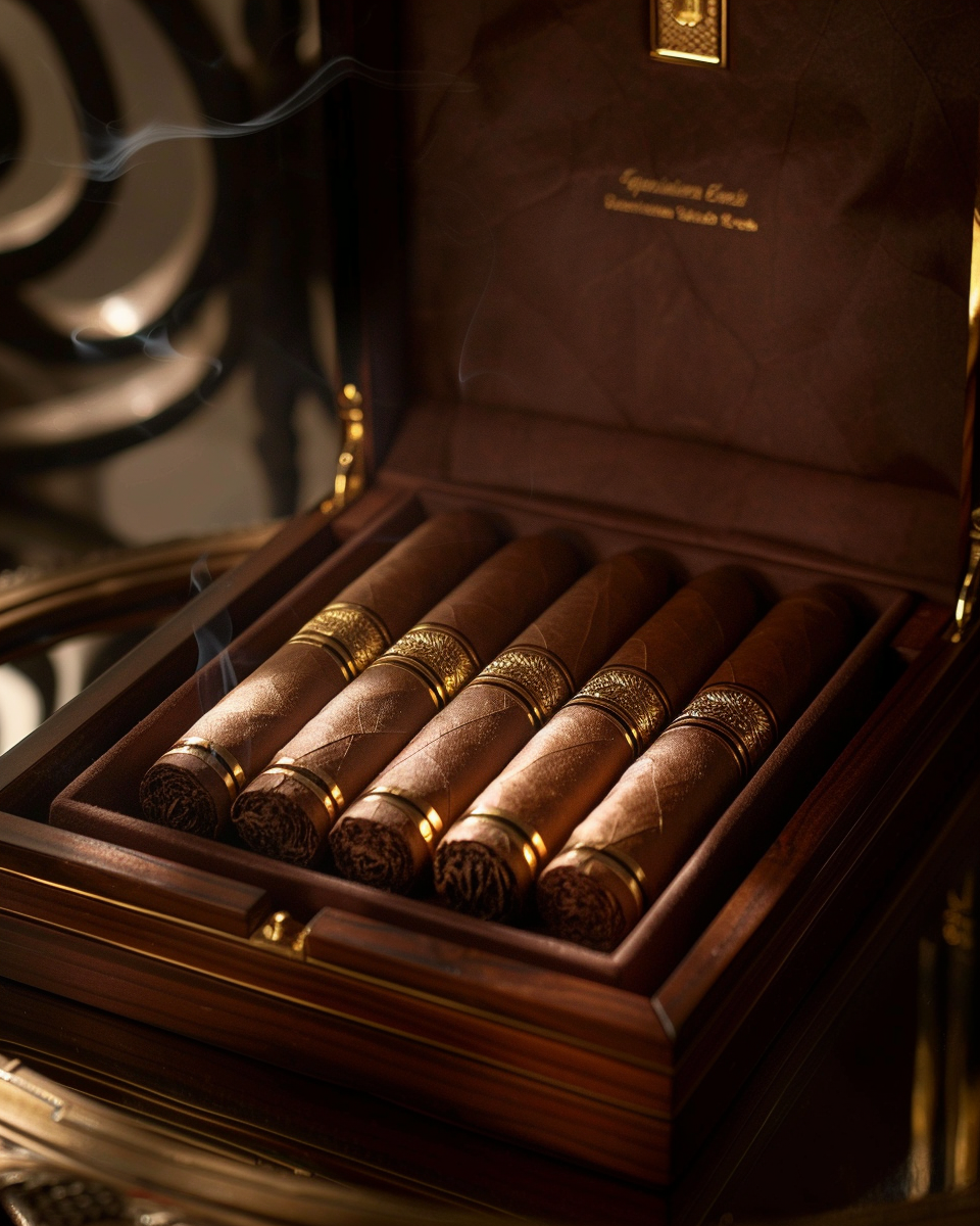 u3737758982_Premium_cigar_packaging_photography_elegant_cedar_1b431187-5465-48c3-89f5-dfeeb3e9eee7_3 Luxury cigars in elegant wooden box, premium quality