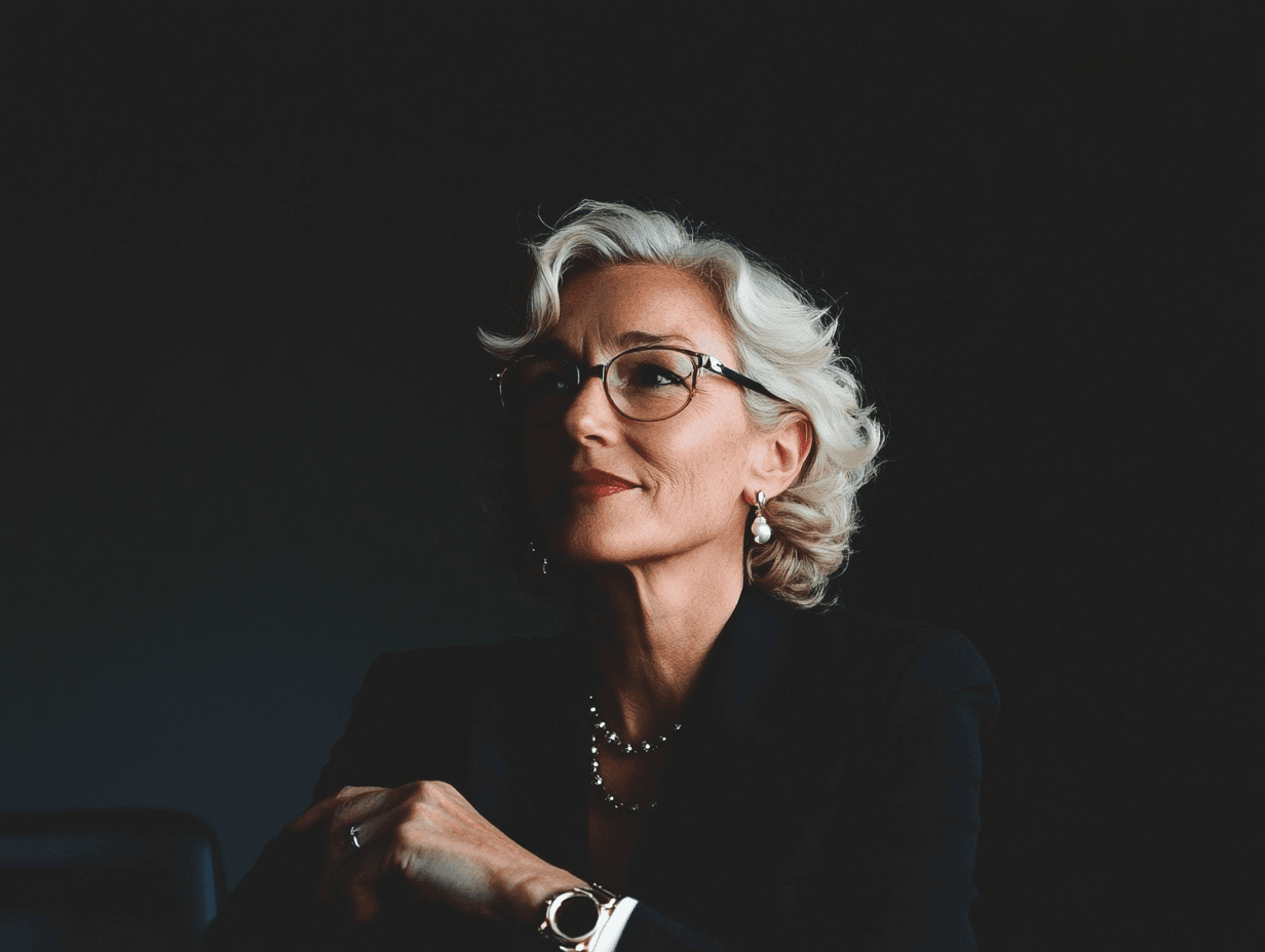 Elegant woman with glasses and jewelry in profile