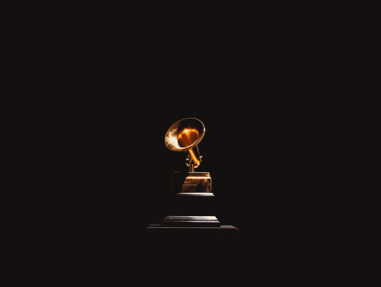 Grammy Award trophy on dark background
