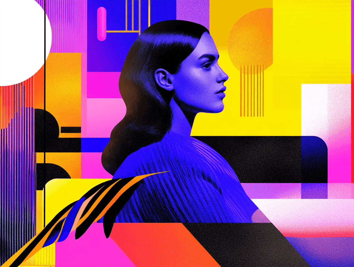 Abstract woman portrait with colorful geometric shapes